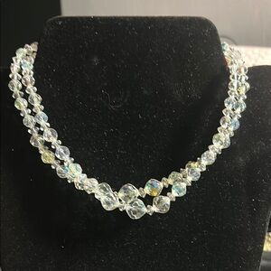 Vintage Crystal Beaded‎ Choker Necklace CZ